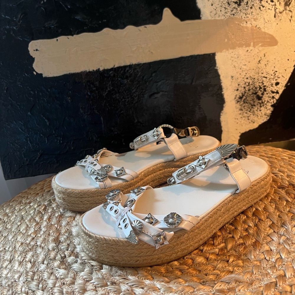 Toga Pulla White Espadrille Platform Sandals – Women’s Size 38 - Picture 2 of 5